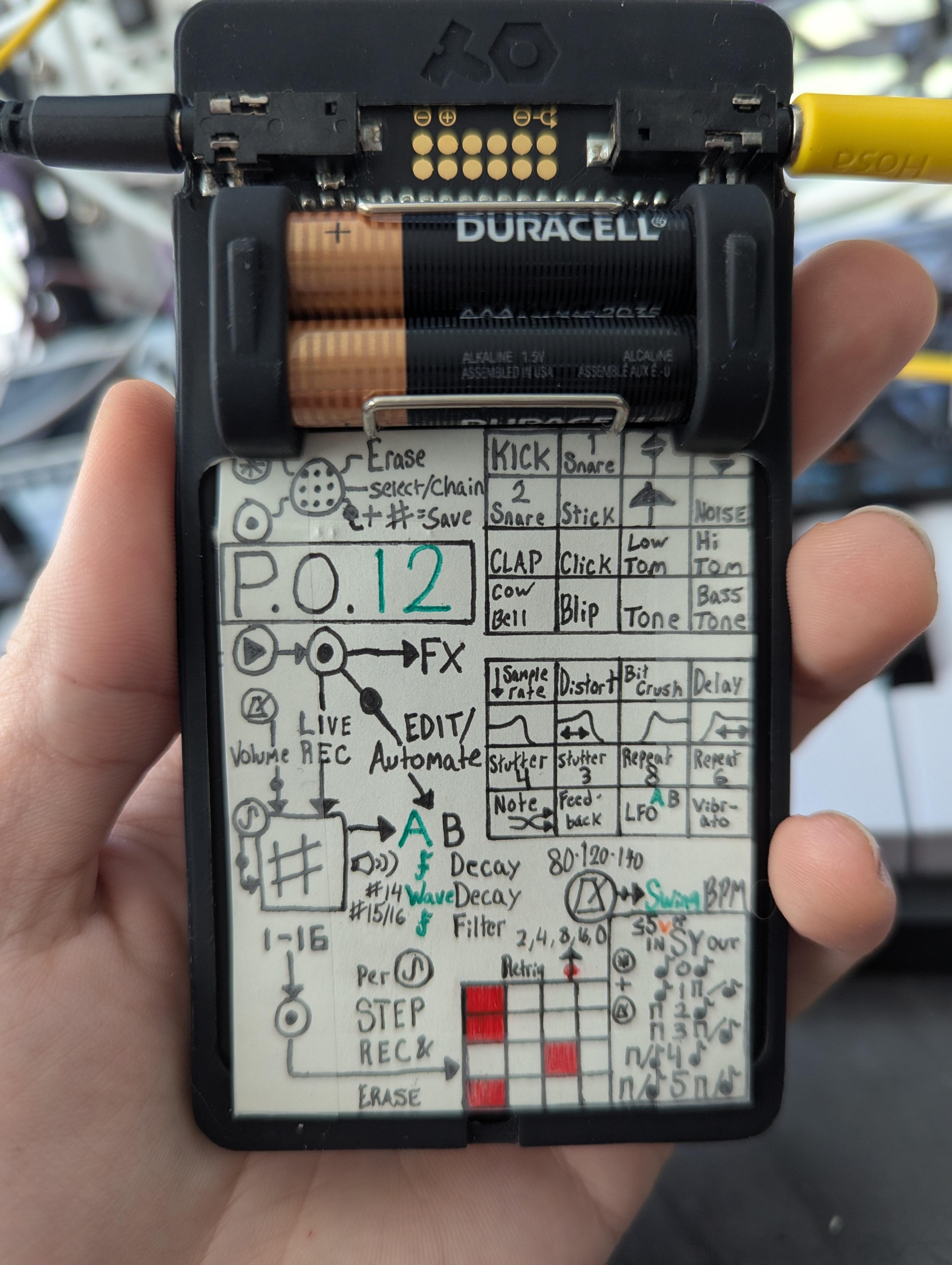 PO-12 Rhythm hand-drawn cheatsheet